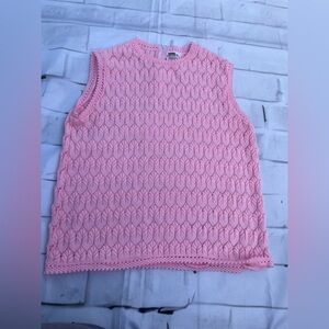 Pink crochet Sleeveless Knit Top